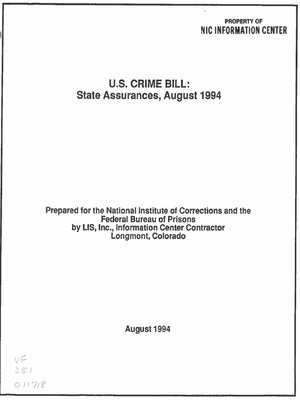 cover image of U.S. Crime Bill: State Assurances, August 1994